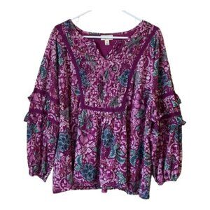 Women's Style & Company Magenta Blouse Anthro BOHO Size 3X EUC #0196